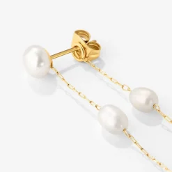 Jules Unique Pearl Fall Studs Gold