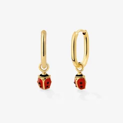 Ladybug Oval Hoop Set Baby Gold
