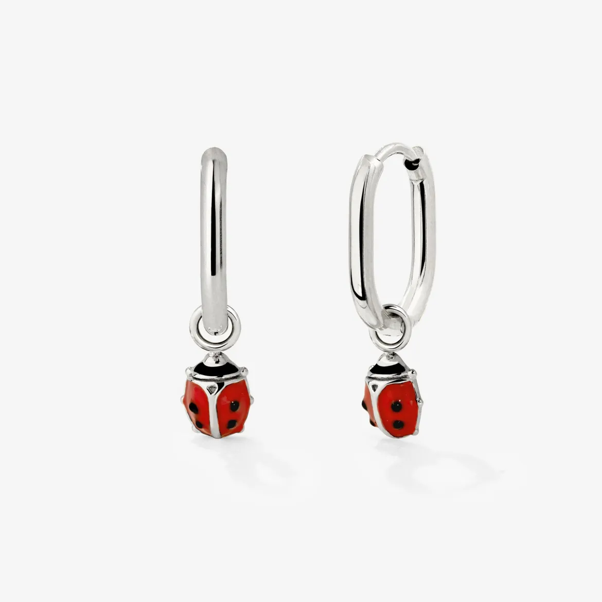 Ladybug Oval Hoop Set Baby Silber