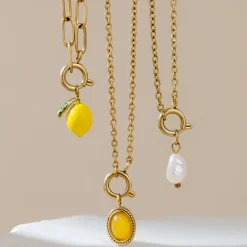 Lemony Oval Links Necklace Set Silber