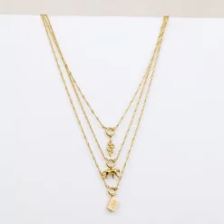 Leopard Singapore Chain Necklace Set Gold