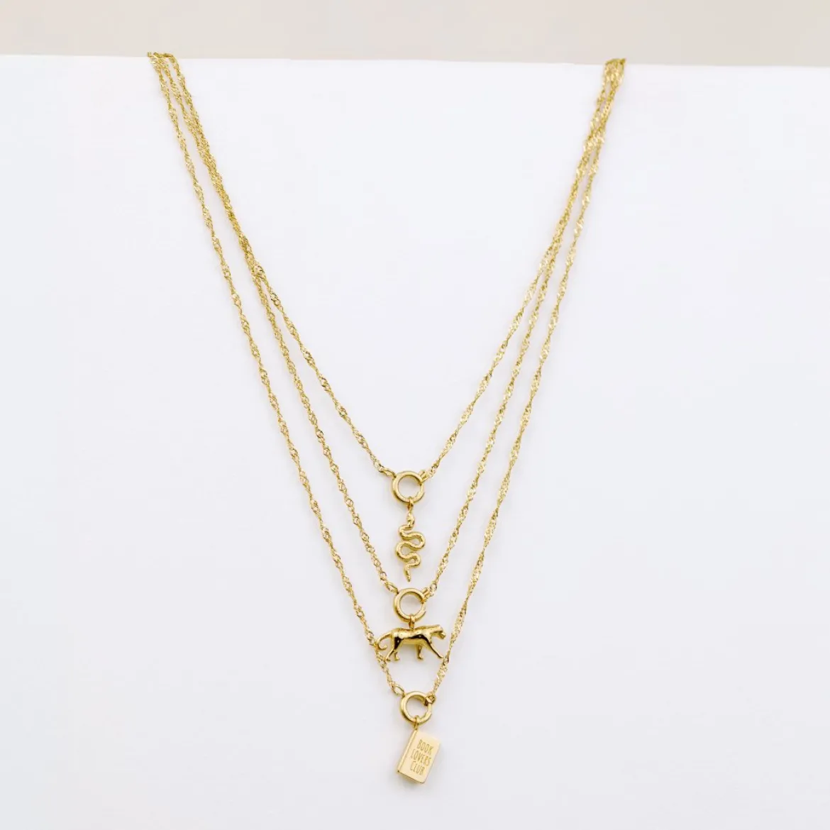 Leopard Singapore Chain Necklace Set Roségold
