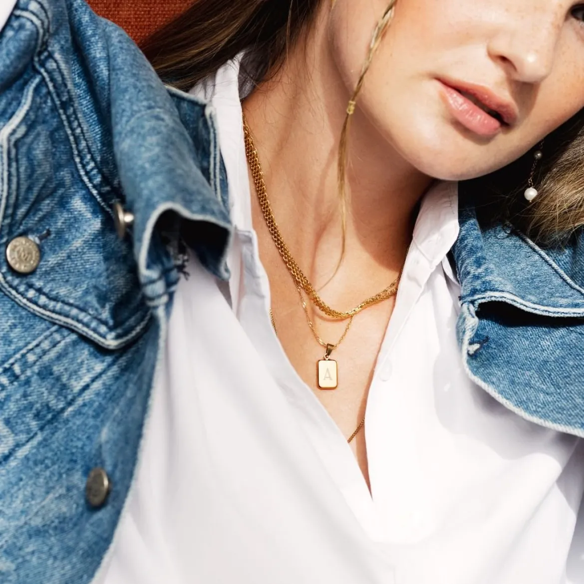 Letter Necklace Gold - A