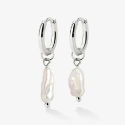 Lisas Power Pearl Hoop Set Silber