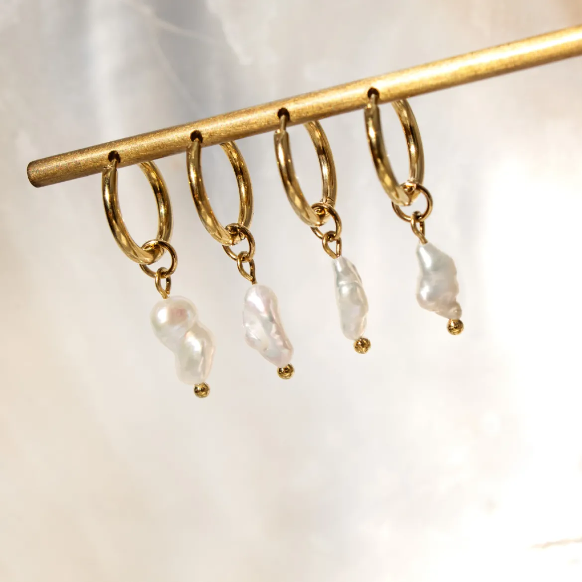 Lisas Power Pearl Hoop Set Roségold