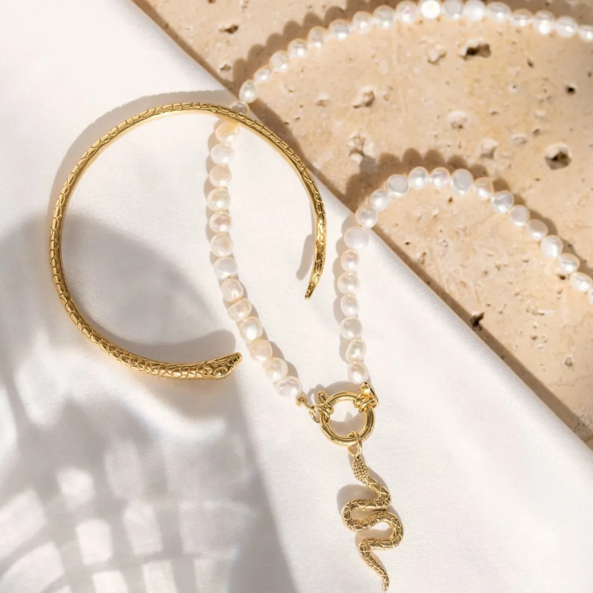 Lola Power Pearl Necklace Set Roségold