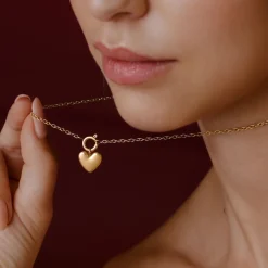 Lovely Heart Classic Chain Necklace Set Gold