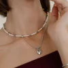 Lovely Heart Classic Chain Necklace Set Silber