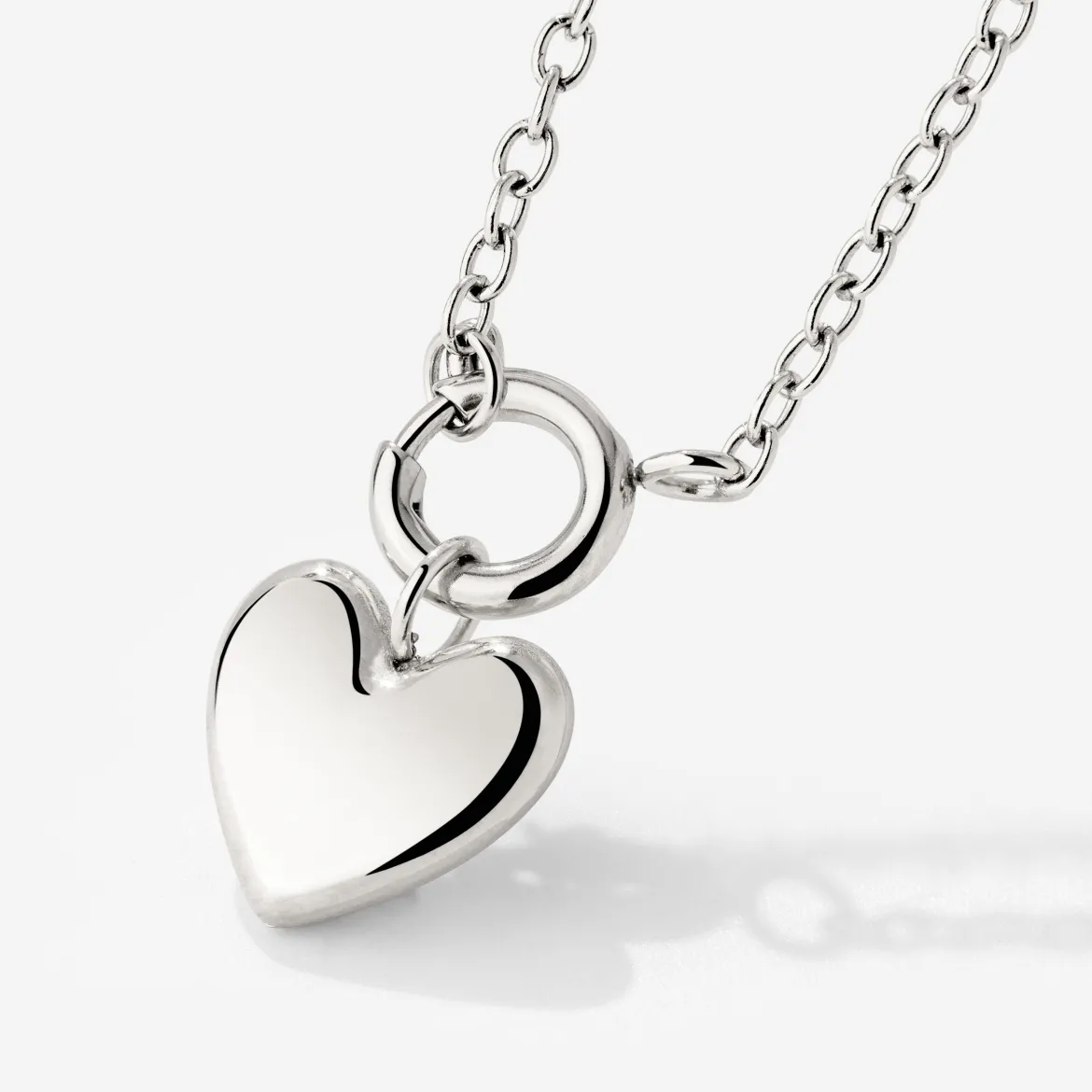 Lovely Heart Classic Chain Necklace Set Silber