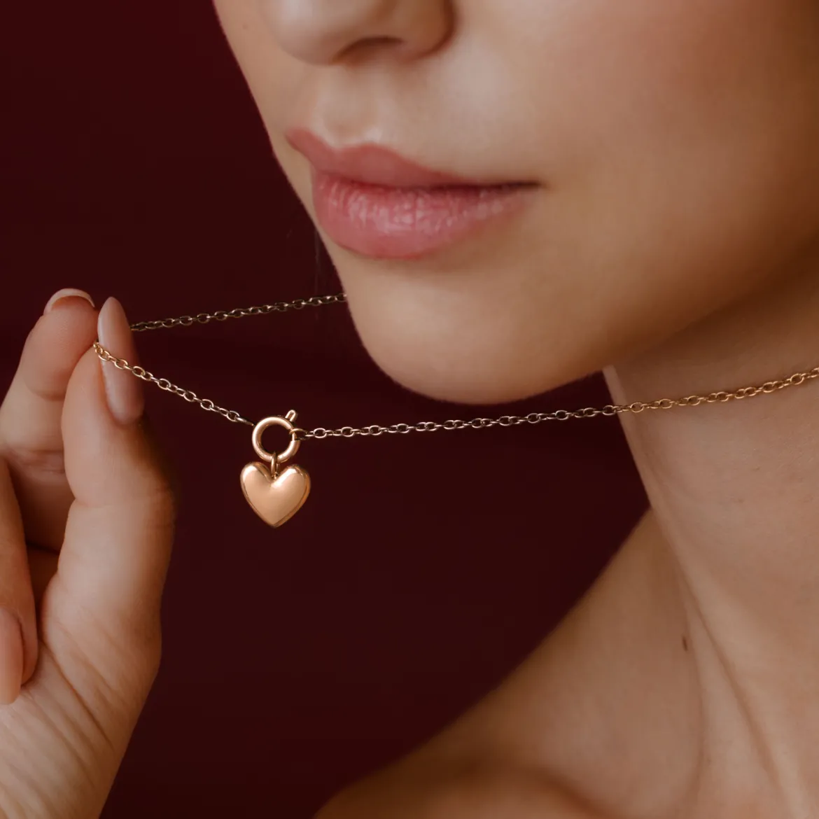 Lovely Heart Classic Chain Necklace Set Roségold