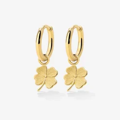 Lucky Clover Hoop Set Small Gold