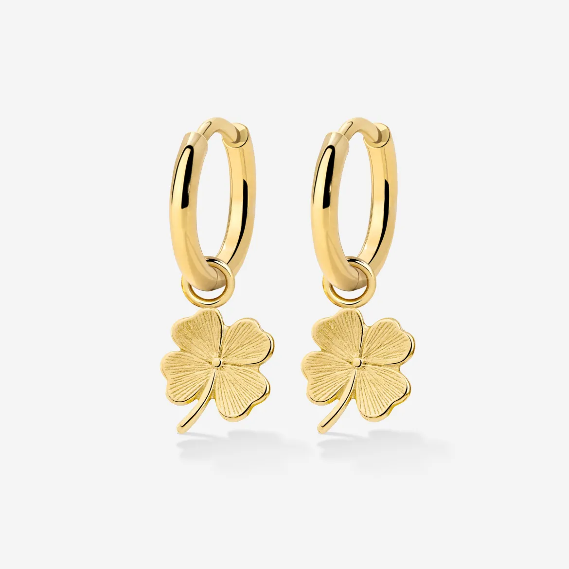 Lucky Clover Hoop Set Small Gold