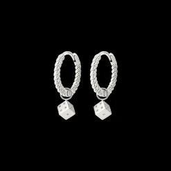 Lucky Dice Twisted Hoop Set Baby Silber