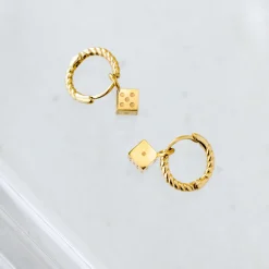 Lucky Dice Twisted Hoop Set Baby Silber