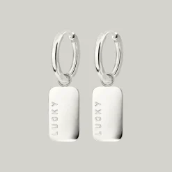Lucky Pendant Hoop Set Small Silber