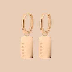 Lucky Pendant Hoop Set Small Roségold