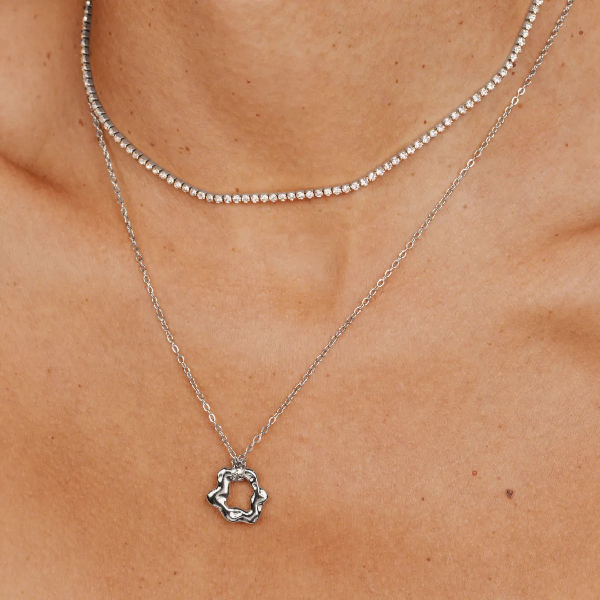 Melting Donut Necklace Silber