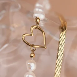 Melting Heart Pearl Bracelet Roségold