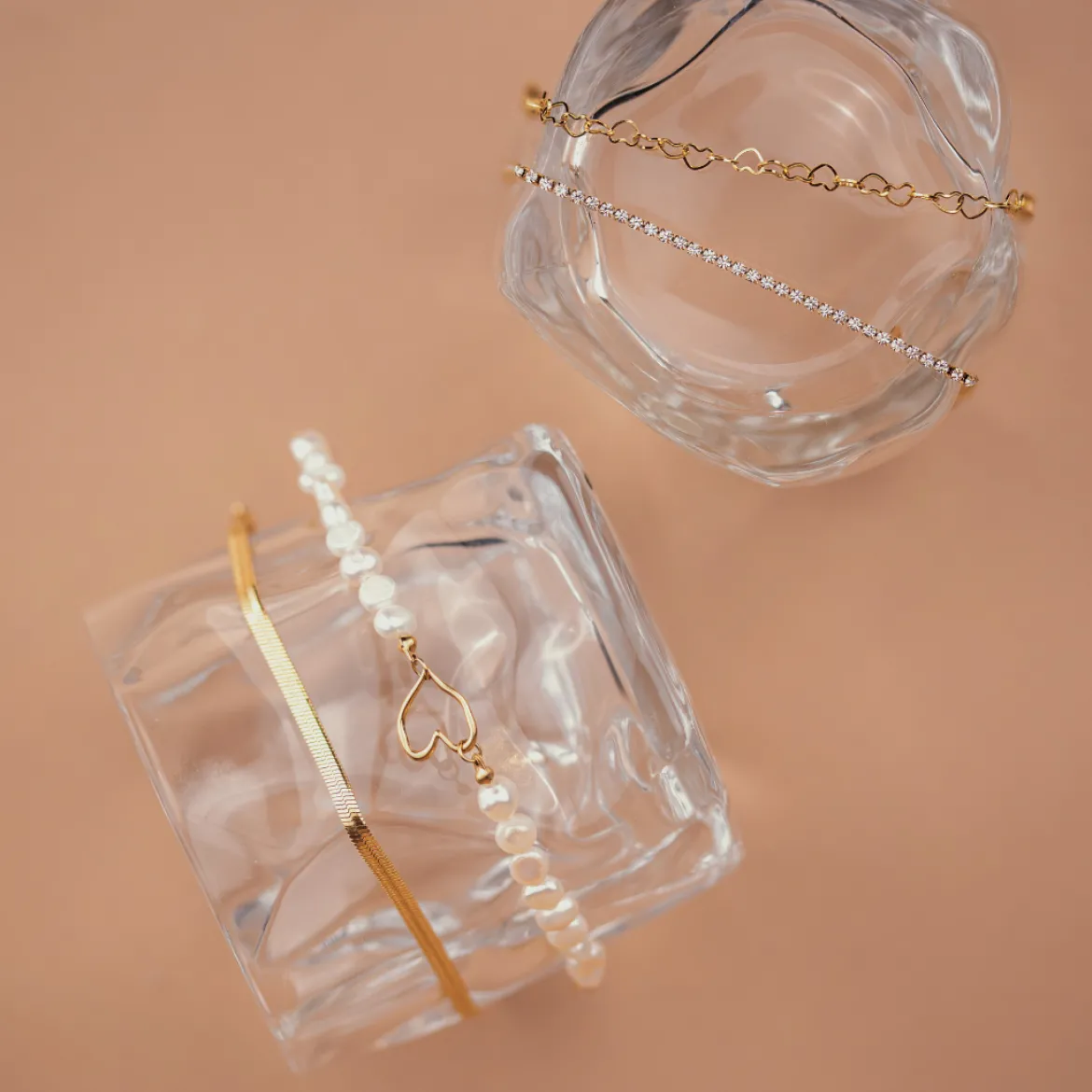 Melting Heart Pearl Bracelet Roségold