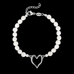 Melting Heart Pearl Bracelet Silber