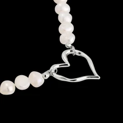 Melting Heart Pearl Bracelet Silber