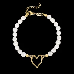 Melting Heart Pearl Bracelet Gold
