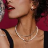 Melting Heart Pearl Necklace Silber