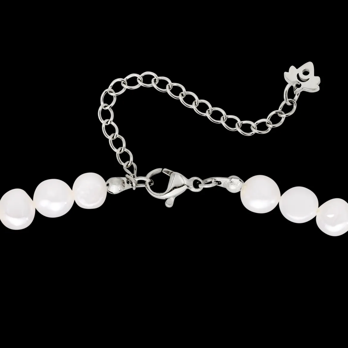 Melting Heart Pearl Necklace Silber