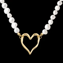 Melting Heart Pearl Necklace Gold