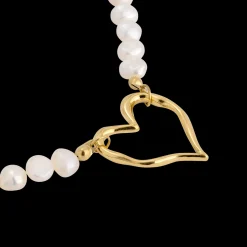Melting Heart Pearl Necklace Gold