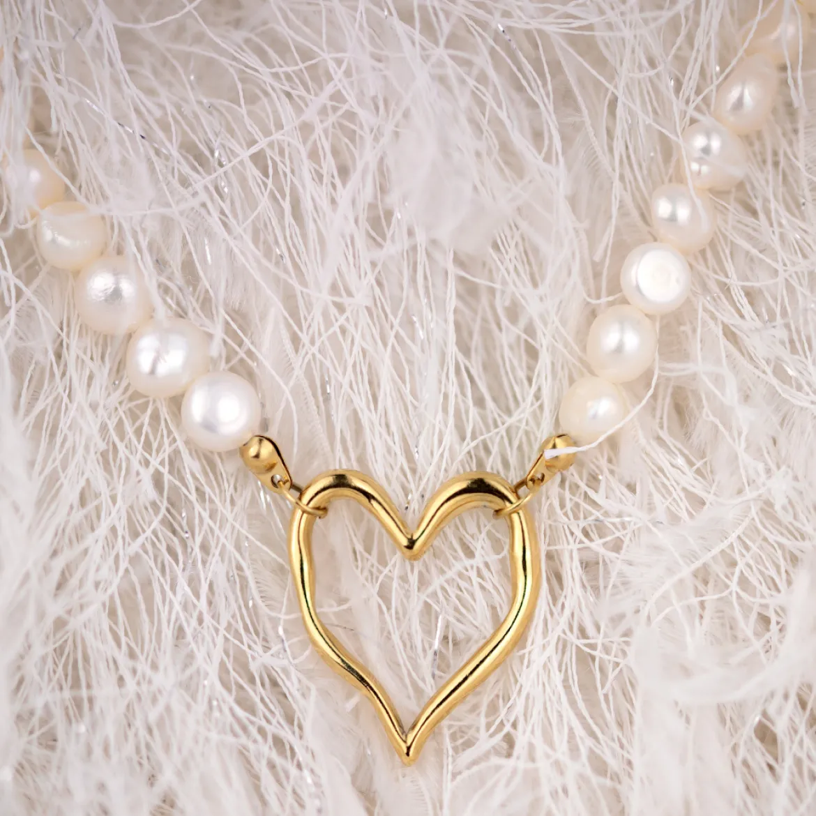 Melting Heart Pearl Necklace Roségold