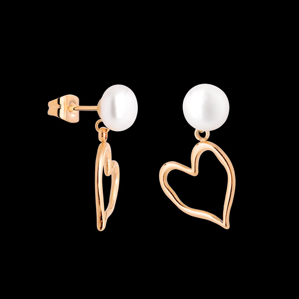 Melting Heart Pearl Studs Roségold