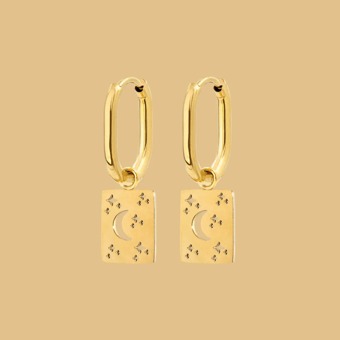 Midnight Lover Oval Hoops Baby Gold