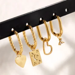 Midnight Lover Oval Hoops Baby Gold