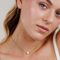 Minimalist Pearl Choker Silber