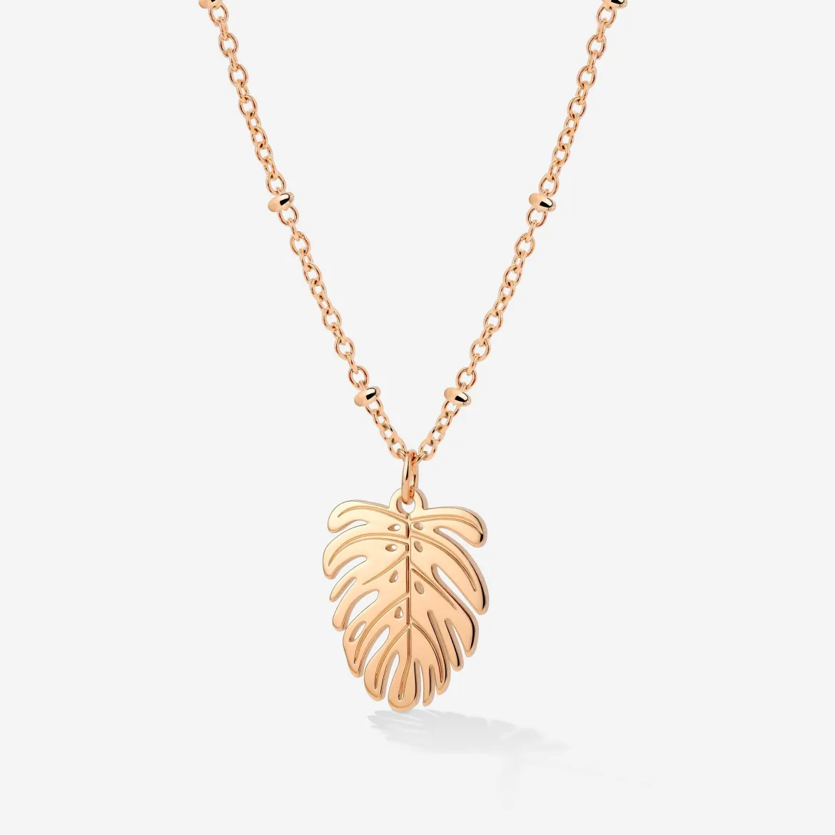 Monstera Leaf Necklace Roségold