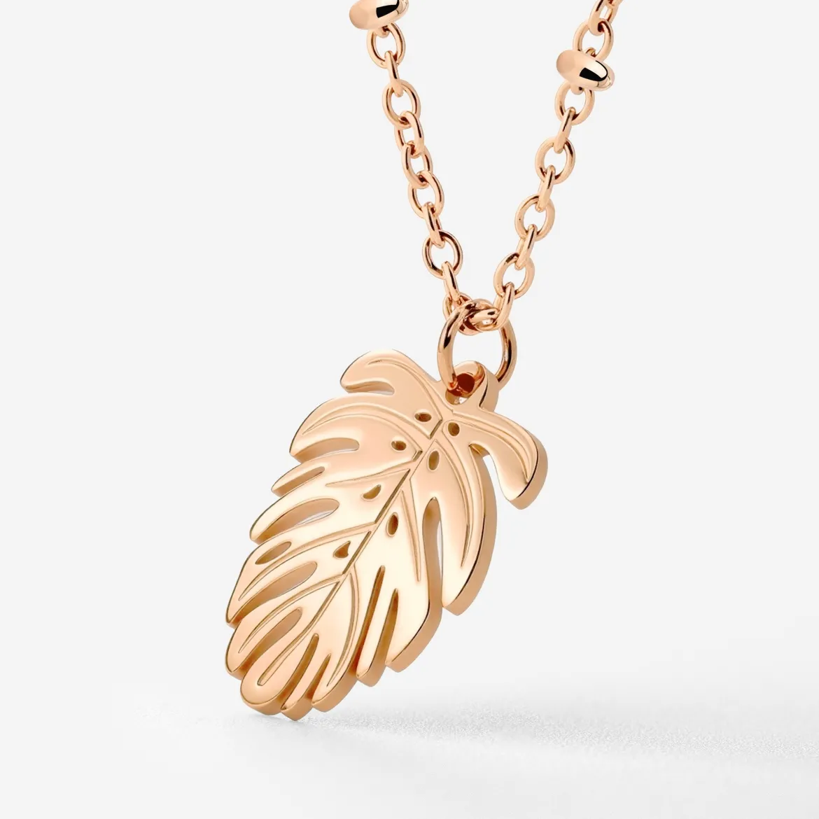 Monstera Leaf Necklace Roségold