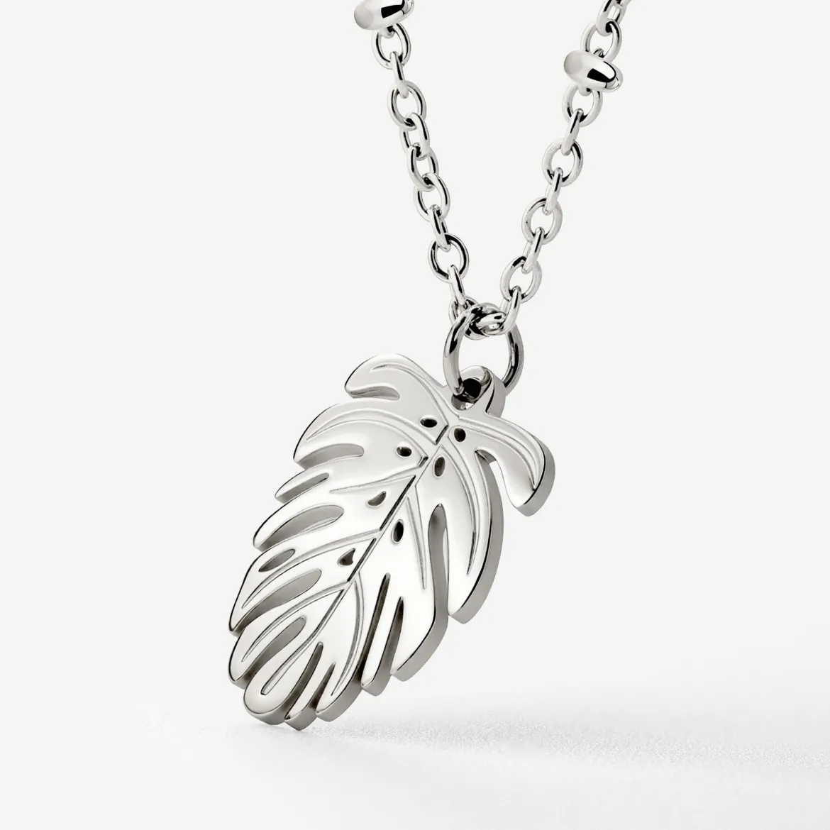 Monstera Leaf Necklace Silber