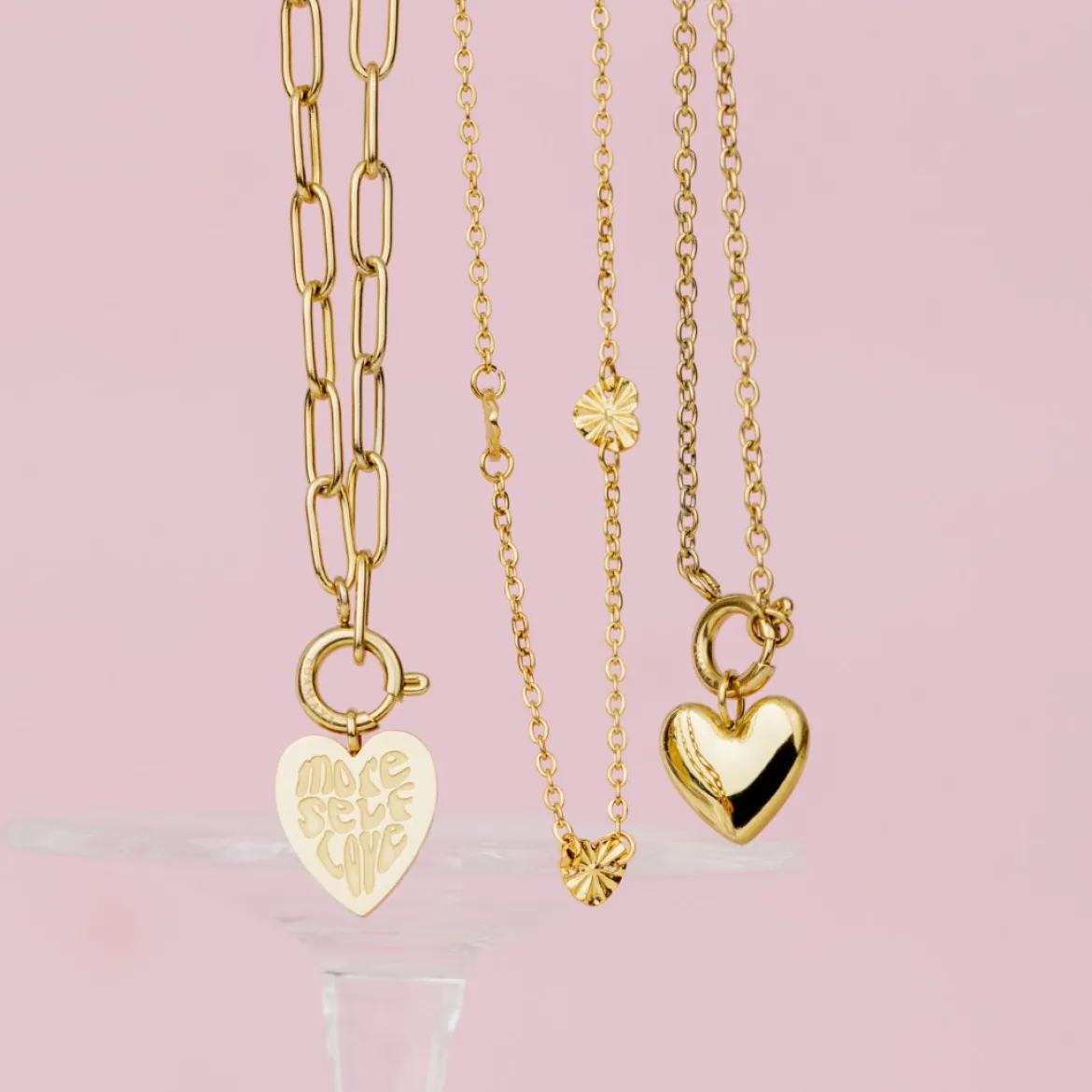 More Self-Love Oval Links Necklace Set Roségold