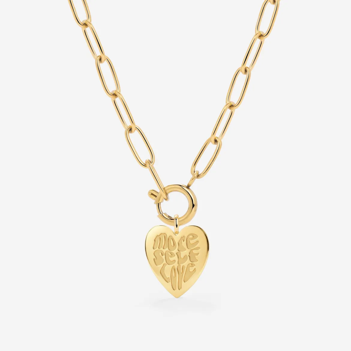 More Self-Love Oval Links Necklace Set Gold