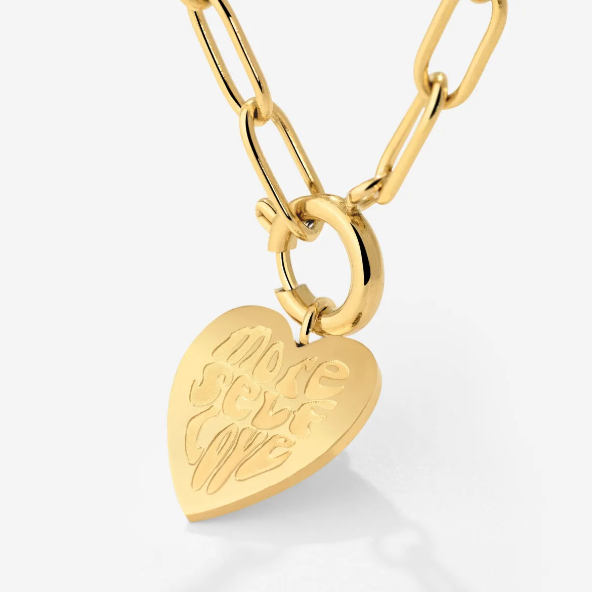 More Self-Love Oval Links Necklace Set Gold
