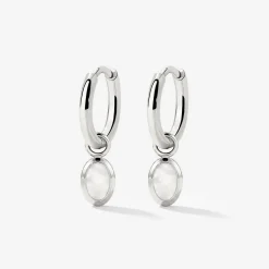 Mother of Pearls Hoop Set Silber