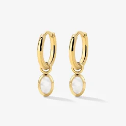 Mother of Pearls Hoop Set Gold
