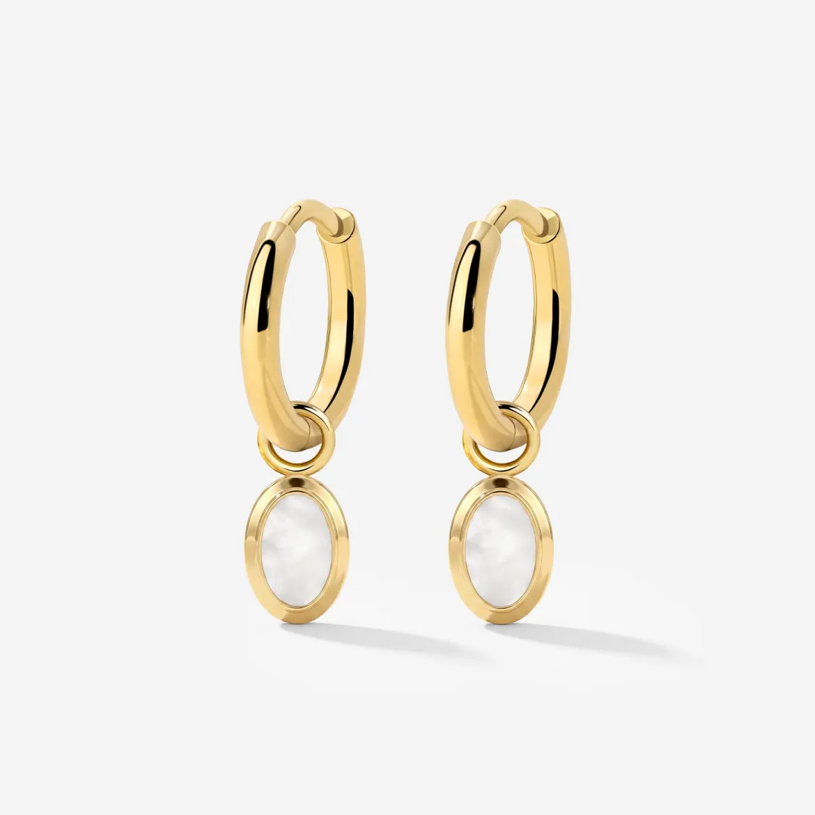 Mother of Pearls Hoop Set Gold