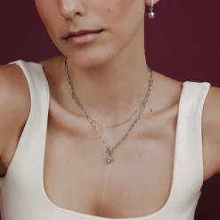 Nova Oval Links Necklace Set Silber