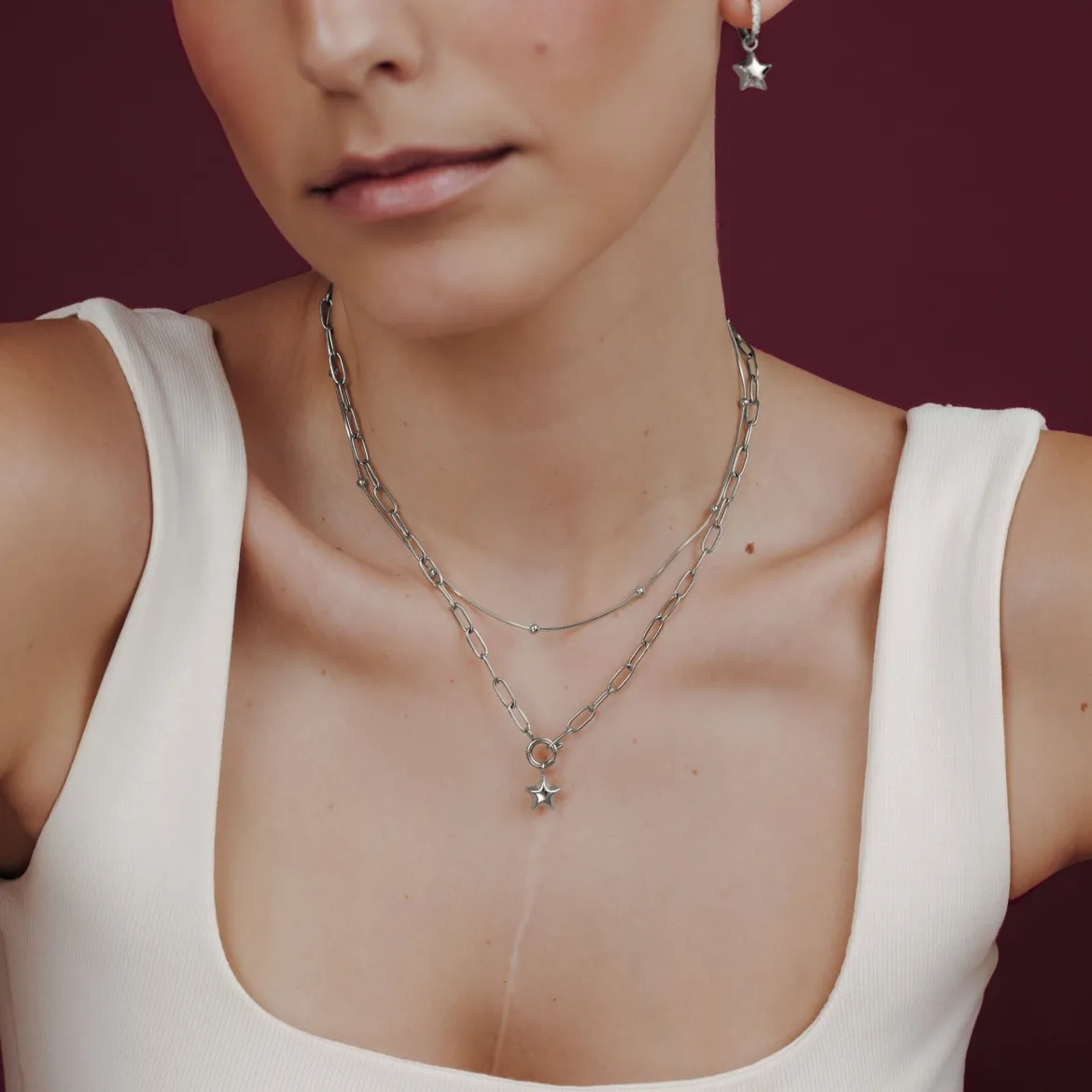 Nova Oval Links Necklace Set Silber