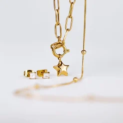Nova Oval Links Necklace Set Silber