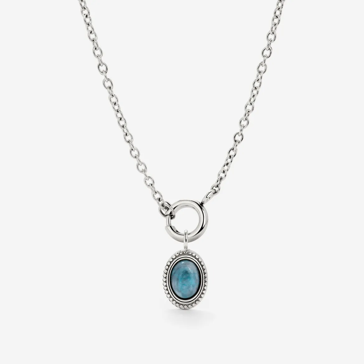 Ocean Agate Classic Chain Necklace Set Silber