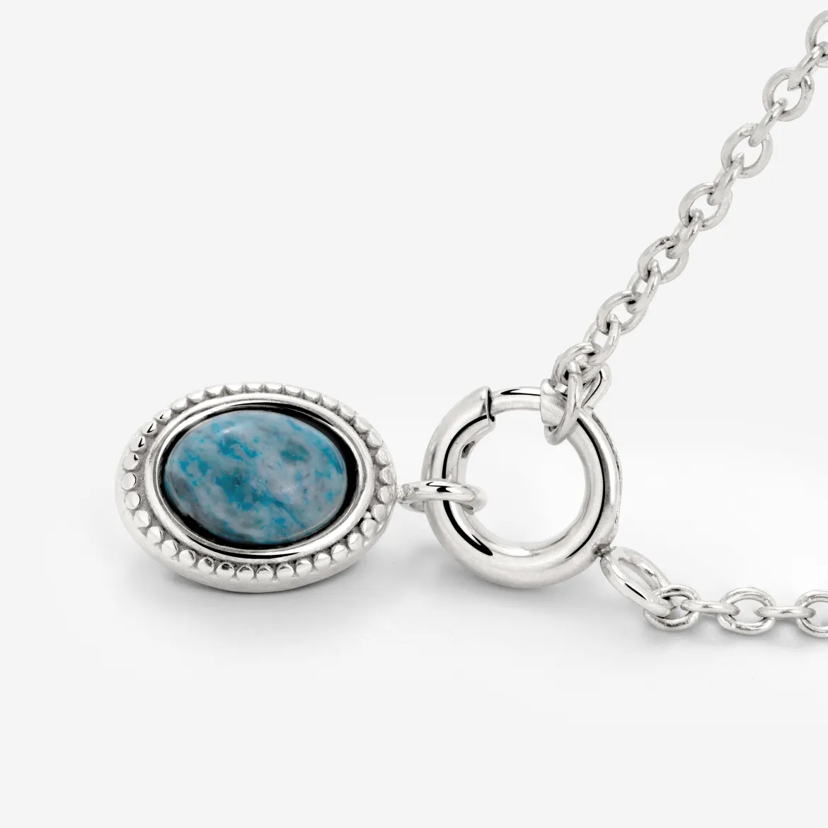 Ocean Agate Classic Chain Necklace Set Silber