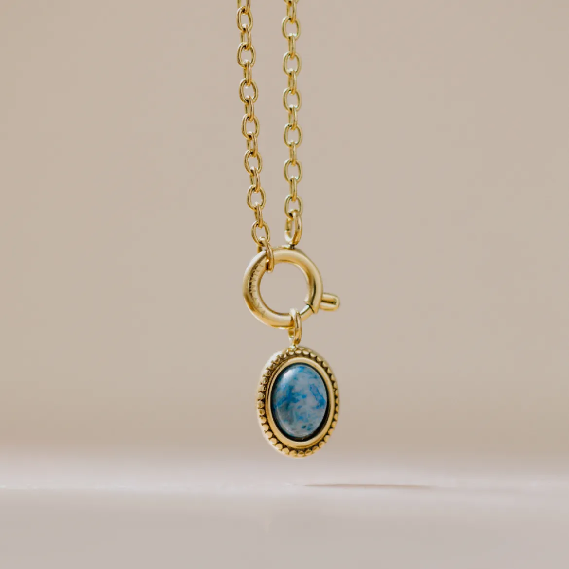 Ocean Agate Classic Chain Necklace Set Silber